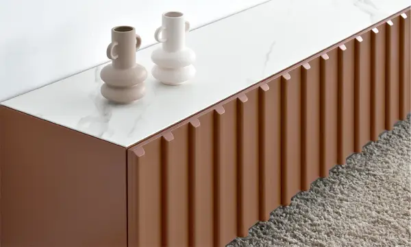 Mesa de televisión 4 puertas lacado y porcelanico Stoken