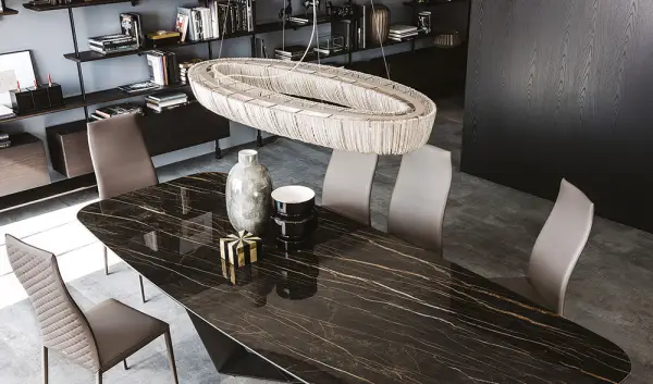 Mesa de comedor 240 Skorpio Keramic Portoro brillo Cattelan
