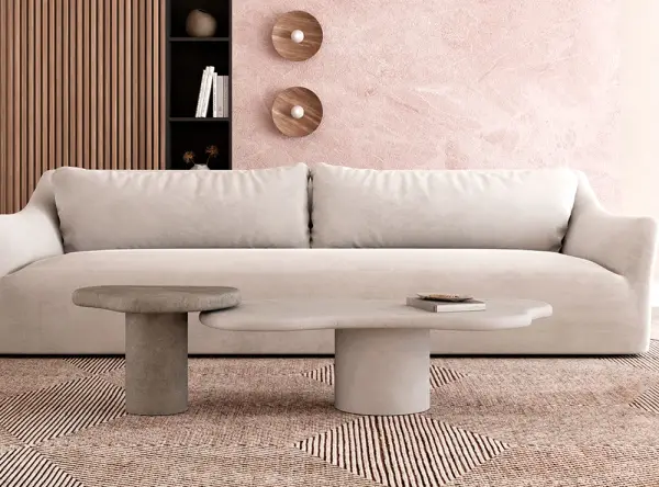 Mesa de centro irrregular microcemento natural Indo