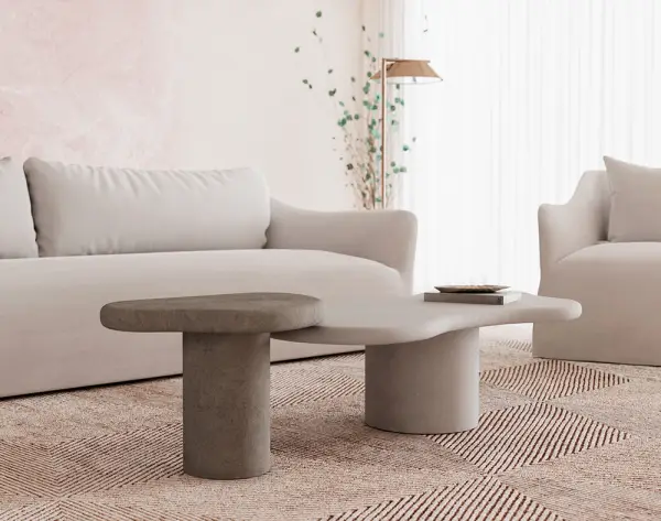 Mesa de centro irrregular microcemento natural Indo