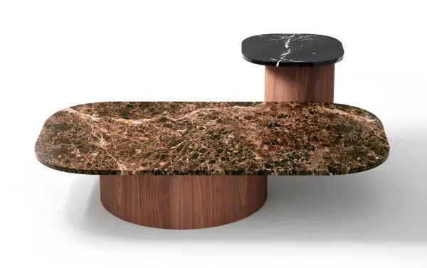Mesa de centro nogal y mármol Marina by Horm