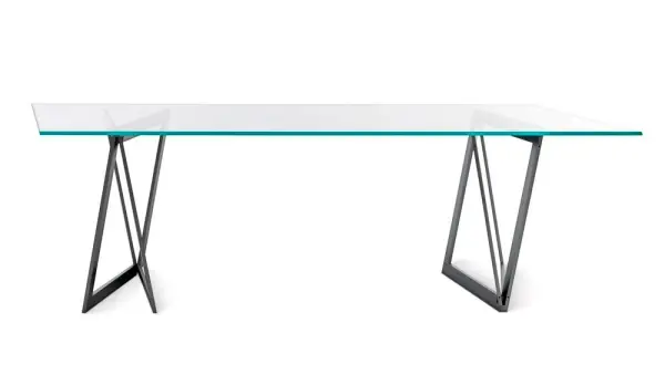 Mesa de comedor cristal templado extraclaro Quadror by Horma