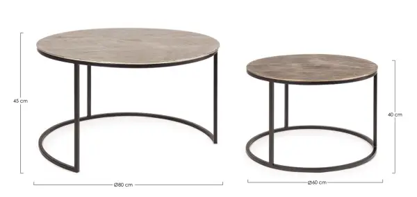 Set de mesa nido Amara base metal y tapa aluminio