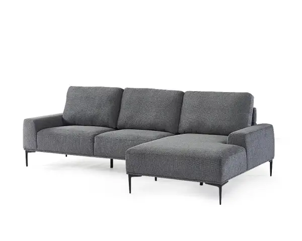 Sofá con chaise longue minimal tapizado gris oscuro