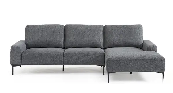 Sofá con chaise longue minimal tapizado gris oscuro