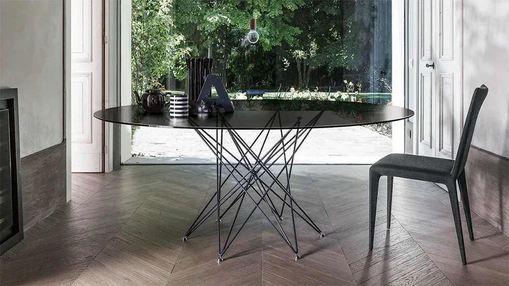 Mesa de comedor redonda cristal Octa Bonaldo