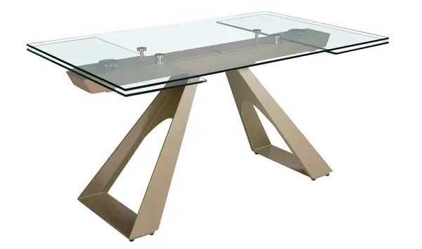 Mesa de comedor extensible cristal y champagne Lierelva