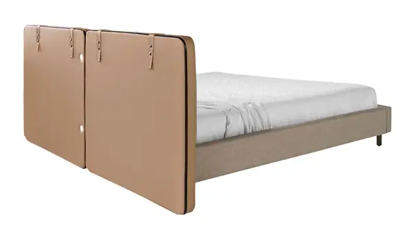 Cama polipiel visón y tela gris Renaelva