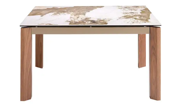 Mesa de comedor extensible porcelánico y nogal Songa