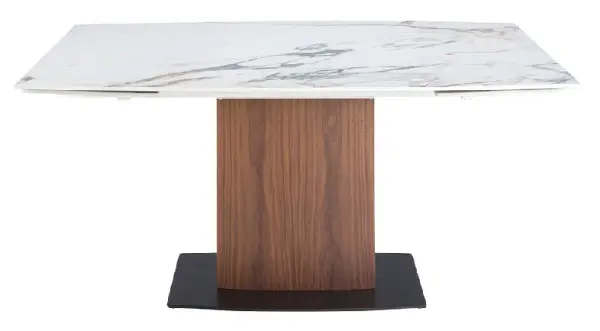 Mesa de comedor extensible porcelánico y nogal Eira