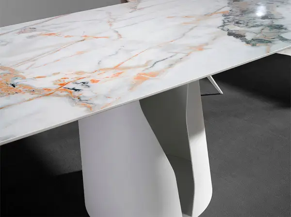 Mesa de comedor ovalada barril porcelánico Oselva