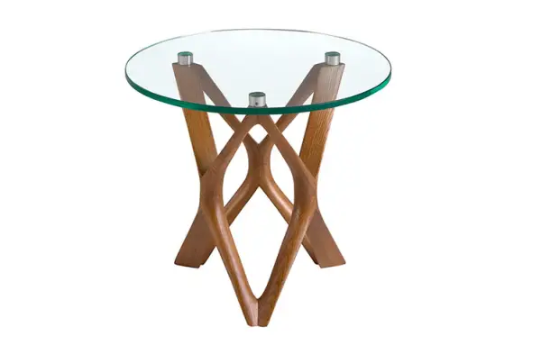Mesa auxiliar cristal y nogal Jorol
