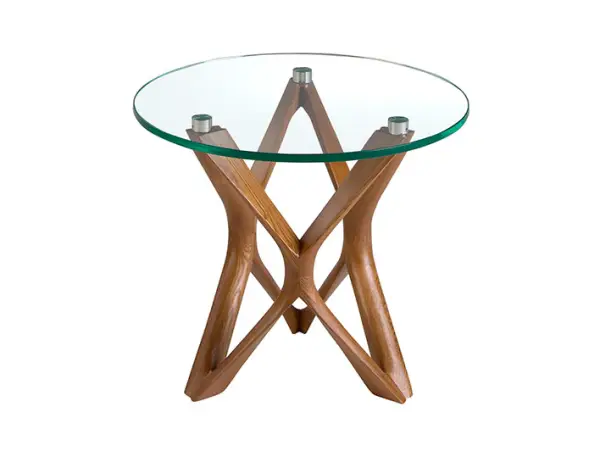 Mesa auxiliar cristal y nogal Jorol