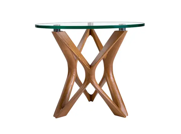 Mesa auxiliar cristal y nogal Jorol