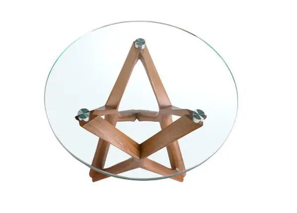 Mesa auxiliar cristal y nogal Jorol