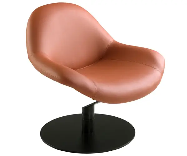 Sillón giratorio polipiel marrón y metal negro Romen