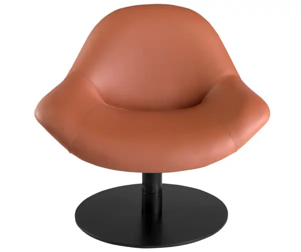 Sillón giratorio polipiel marrón y metal negro Romen