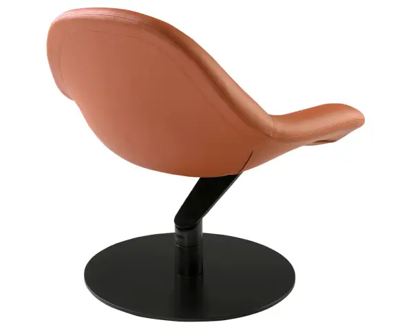 Sillón giratorio polipiel marrón y metal negro Romen