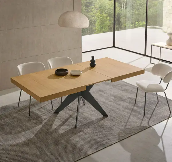 Mesa de comedor extensible roble y metal Condor