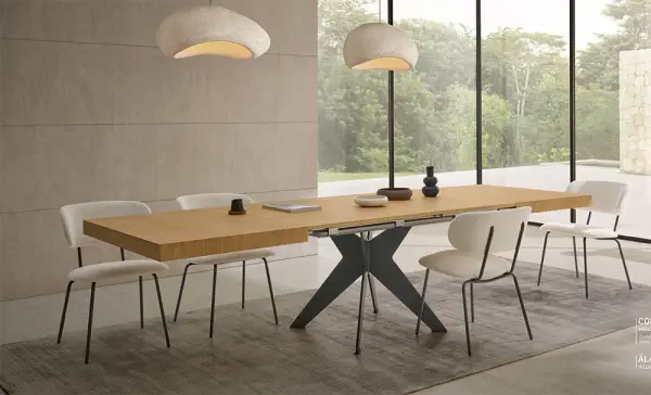 Mesa de comedor extensible roble y metal Condor