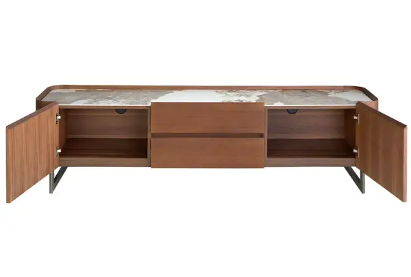 Mesa de televisión nogal y tapa porcelánico Horyn