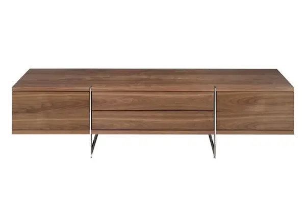 Mesa de televisión nogal y acero Kasai
