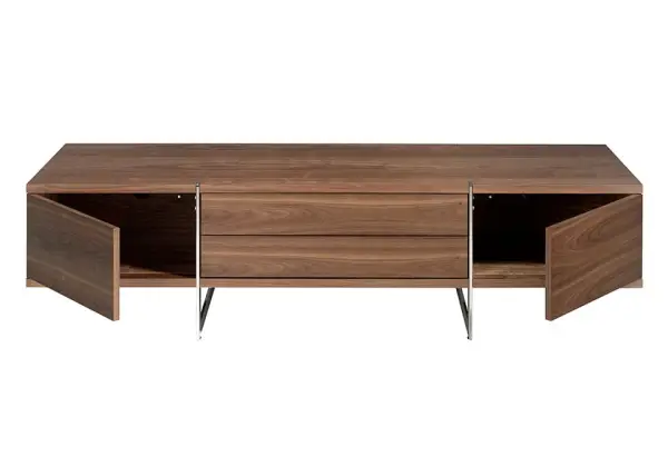 Mesa de televisión nogal y acero Kasai