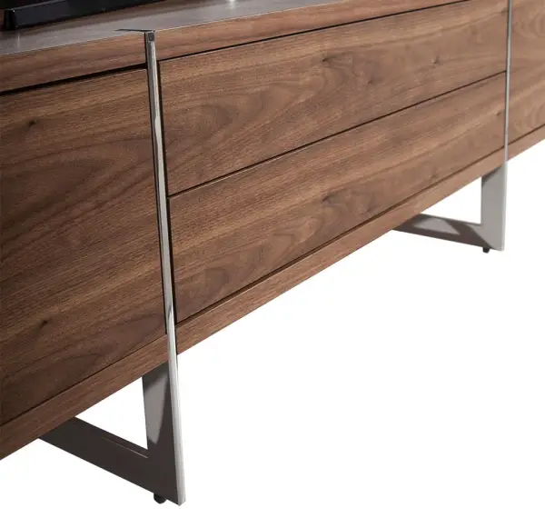 Mesa de televisión nogal y acero Kasai