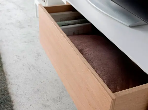 Mesa de televisión 1 cajón blanco y roble Oskol