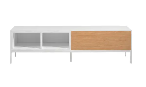 Mesa de televisión 1 cajón blanco y roble Oskol