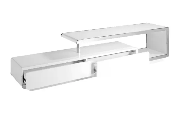 Mesa de televisión 2 cajones blanco brillo Boka