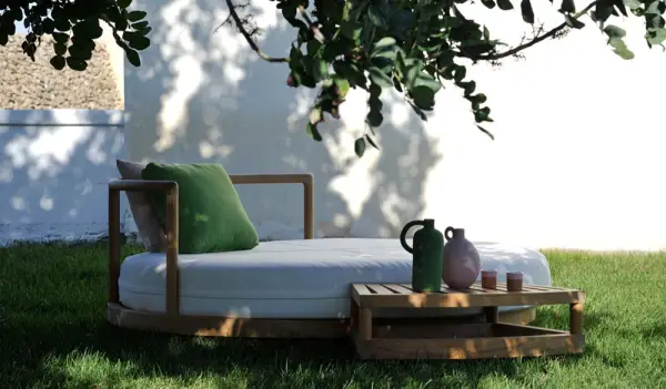 Cama tapizada teca Pevero