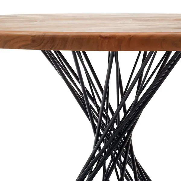 Mesa redonda Niut 120 acacia y metal
