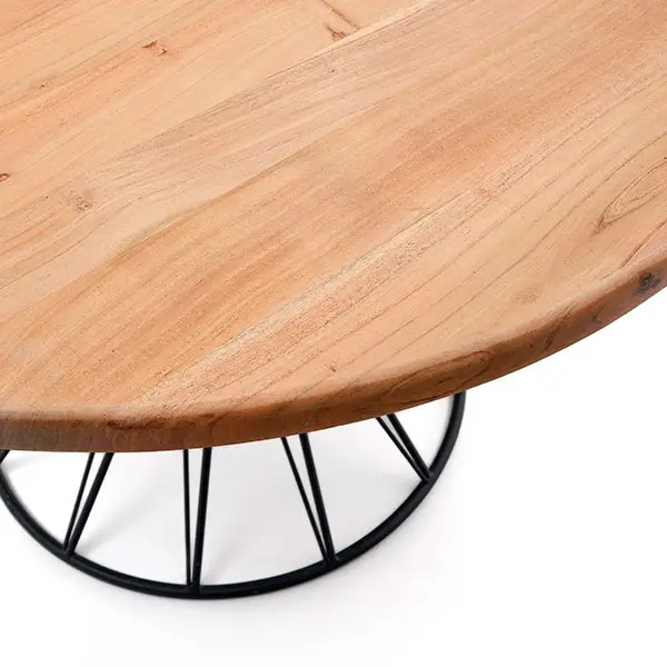 Mesa redonda Niut 120 acacia y metal