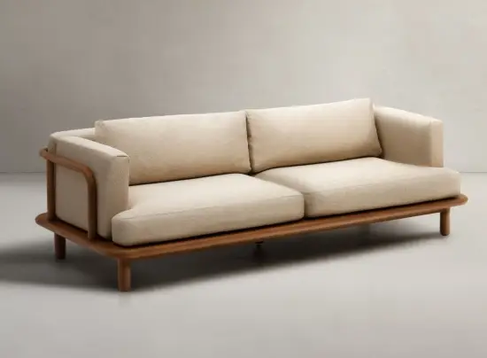 Sofá Turqueta de 3 plazas de madera maciza de teca 230 cm