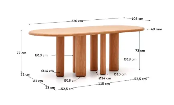 Mesa de comedor fresno acabado natural Mailen Kave Home