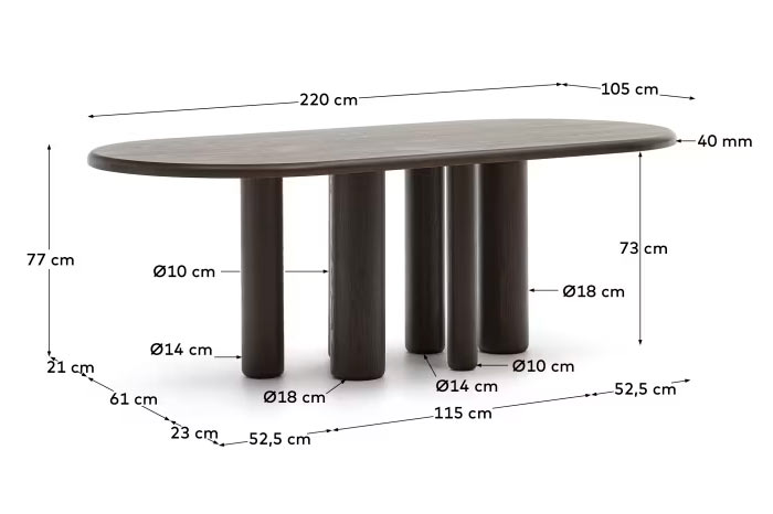 Mesa de comedor fresno acabado oscuro Mailen Kave Home