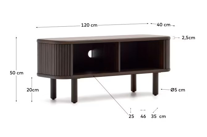 Mesa de televisión pequeña fresno acabado oscuro Mailen Kave Home