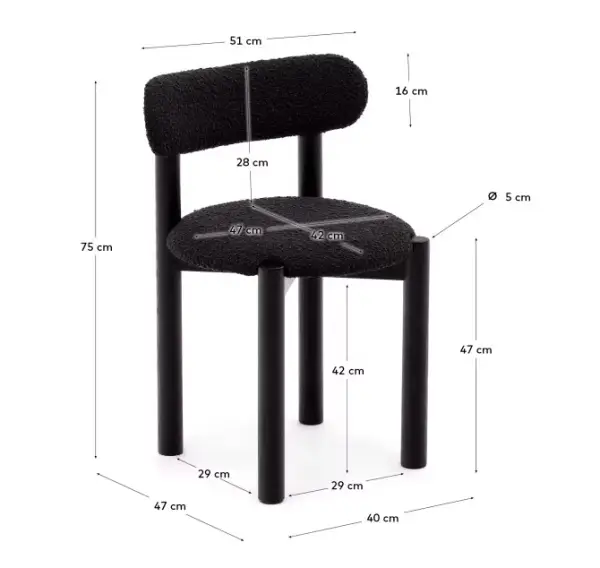 Silla borreguito negro Nebai Kave Home