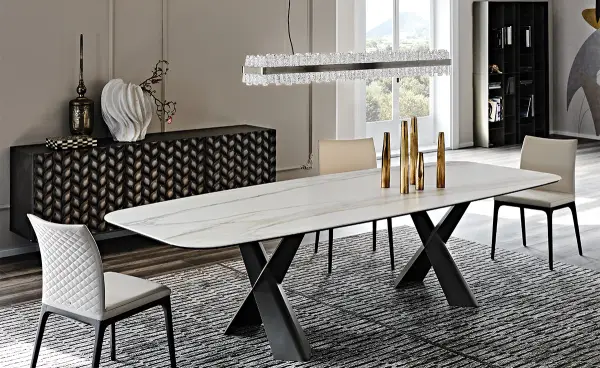 Lámpara de techo con estructura en acero Níquel Phoenix de Cattelan Italia