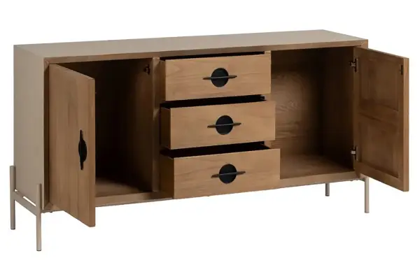Aparador blanco de madera natural y metal-Tokio