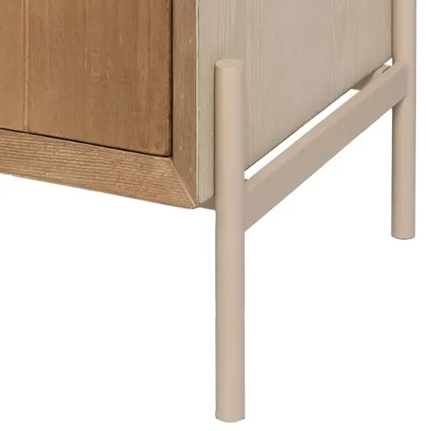 Aparador blanco de madera natural y metal-Tokio