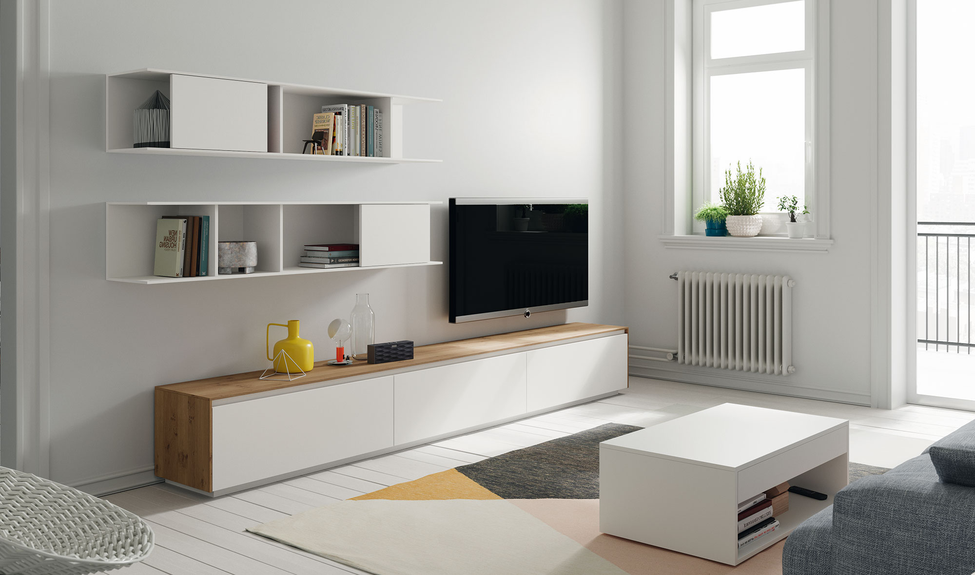 Mueble tv blanco lacado Hiromi de lujo en . Tu