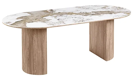 Mesa de comedor Atenas cerámica blanca y madera Mesa de comedor Atenas cerámica blanca y madera