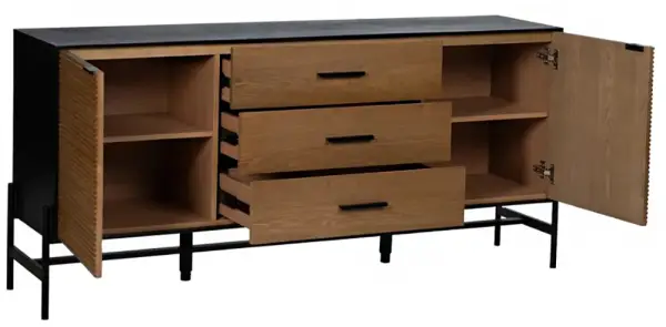 Aparador negro de madera natural Kobe