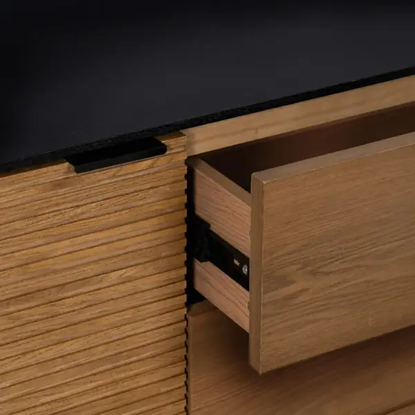Aparador negro de madera natural Kobe
