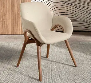 Silla nogal y tapizada beige Vera