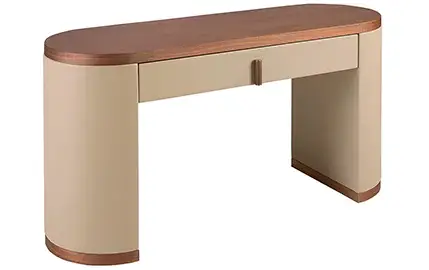 Mesa de escritorio tocador nogal y polipiel visón Siena