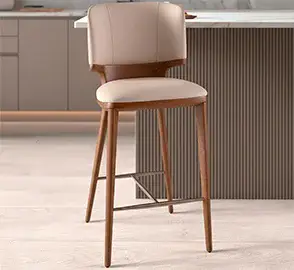 Taburete para barra de bar nogal y polipiel Vento