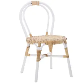 Silla rústica Lampung blanco ratán